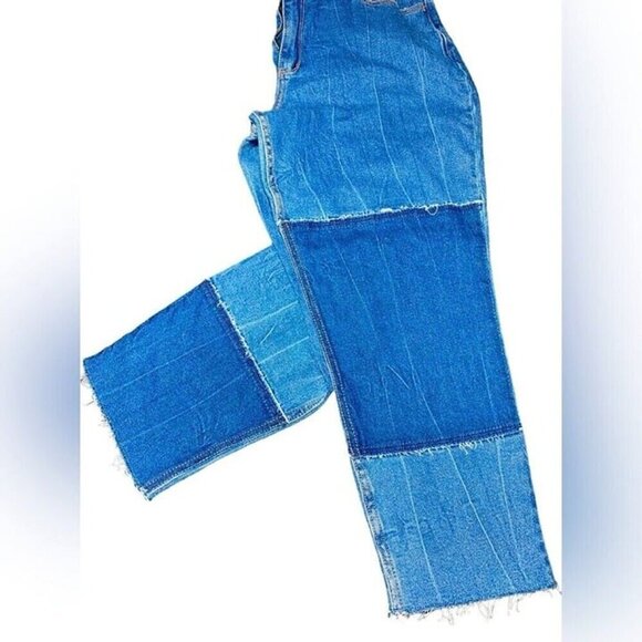 Hollister Blue Patchwork Curvy High Rise Mom Jeans Size 31 - Picture 4 of 8